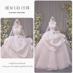 TVC357 Đầm Cưới Cô Dâu, Váy Tiệc Cưới Cúp Ngực, Vải Voan, Tay Ngang , Váy Thiết Kế