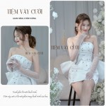 TVC376 Đầm Cưới Cô Dâu, Váy Tiệc Cưới Ngắn, Dáng Ôm, Đính Đá, Cúp Ngực