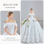 TVC311 Váy Cưới Cô Dâu, Váy Cưới Tiệc Cúp Ngực, Vải Phi Nhật, Tay Ngang , Váy Thiết Kế