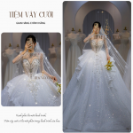 TVC185 Đầm Cưới Cô Dâu, Váy Cưới Tiệc Làm Lễ, Kim Sa, Cúp Ngực, Tùng Bồng