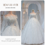 TVC144 Váy Cưới Cô Dâu, Váy Cưới Tiệc Làm Lễ, Dài Tay, Vải Lưới Mịn, Trễ Vai