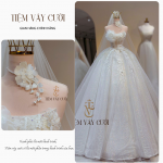 TVC49 Đầm Cưới Cô Dâu, Váy Cưới Tiệc Làm Lễ, Đính Hoa 3D,Vải Ren, Cúp Ngực, Tùng To Bồng Bềnh